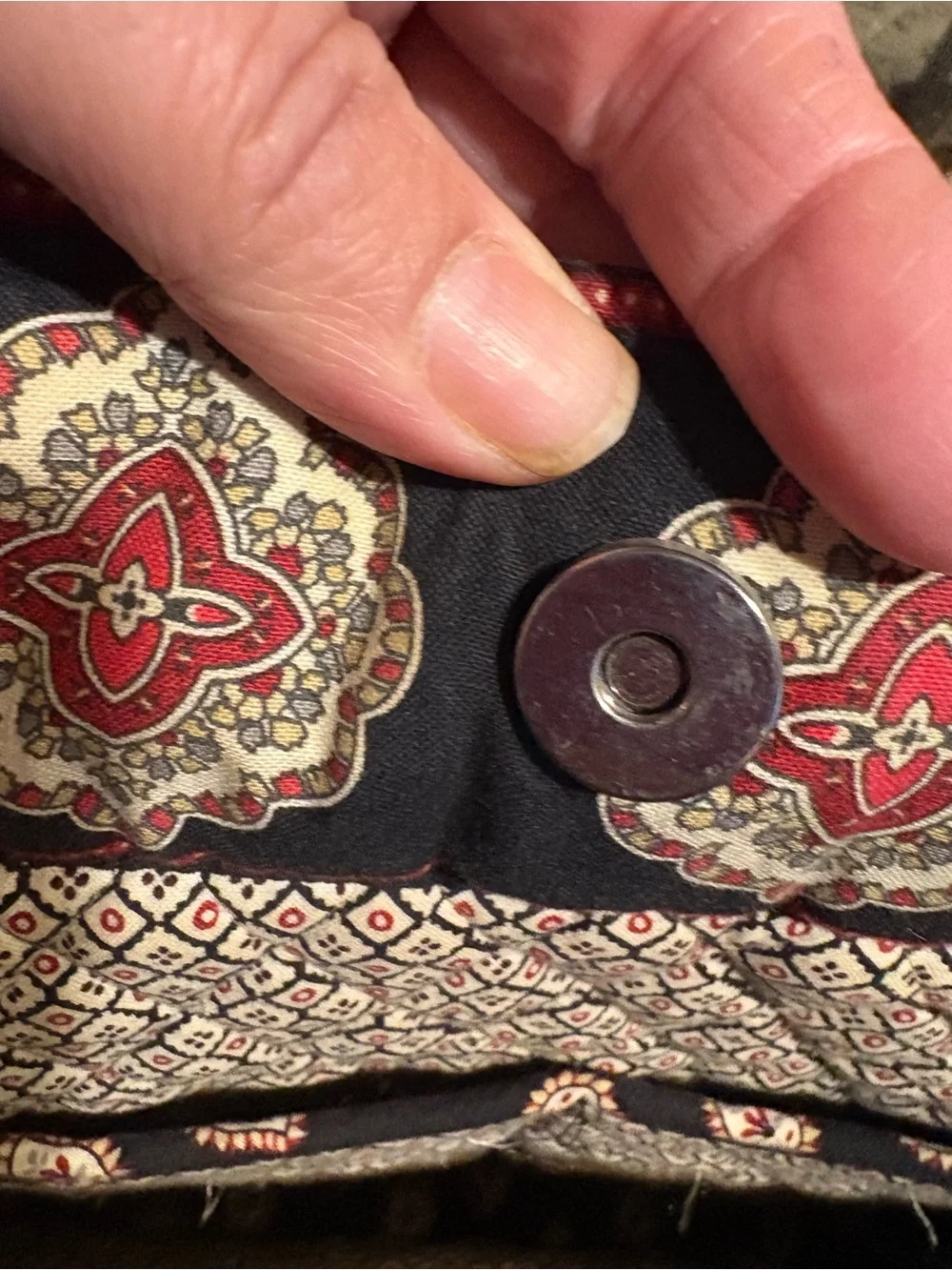 Vera Bradley Navy Quilted Paisley Tote with Red and Cream Accents
